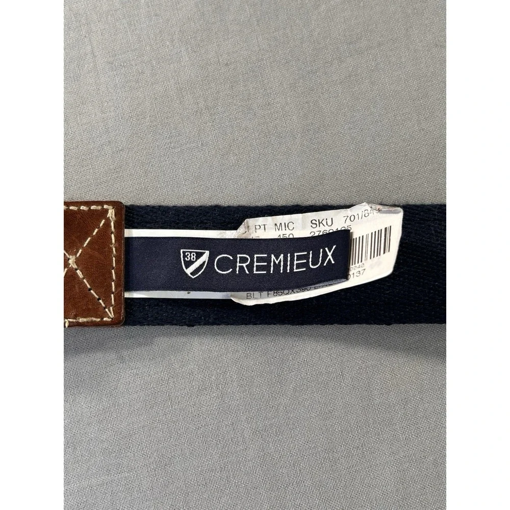 Cremieux Twill Weave Navy Blue Belt Featuring Footballs Double Ring Buckle